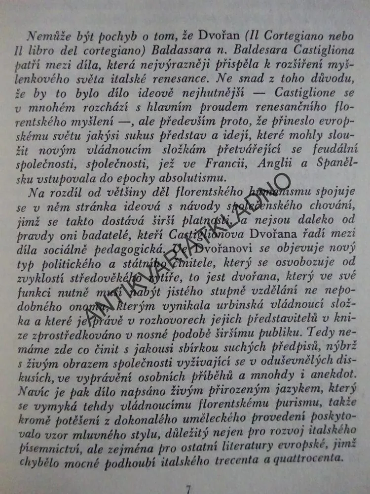 DVOŘAN, BALDASSARE CASTIGLIONE,