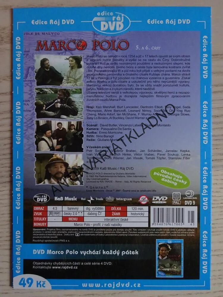 MARCO POLO, 1.-8. ČÁST, DVD FILM