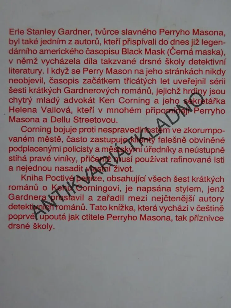 POCTIVÉ PENÍZE, ERLE STANLEY GARDNER, **an