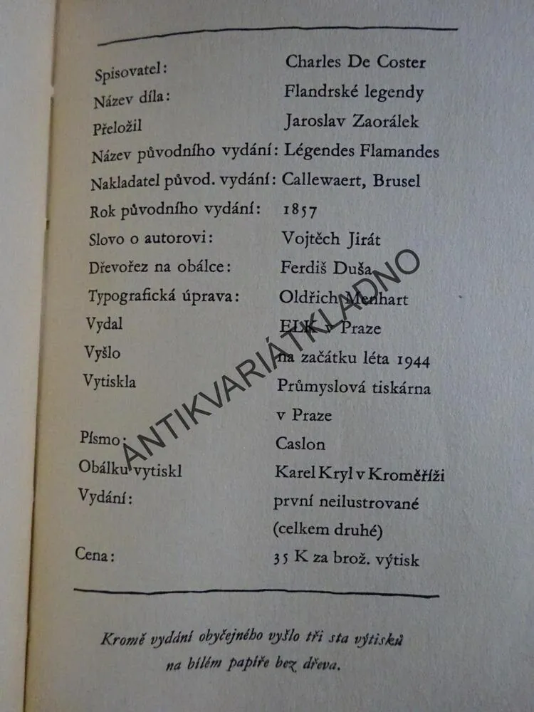 FLANDRSKÉ LEGENDY, CHARLES DE COSTER, **an