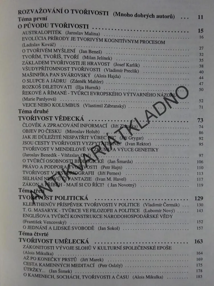 O TVOŘIVOSTI 1-3, JAROSLAV MALINA A KOLEKTIV, **an