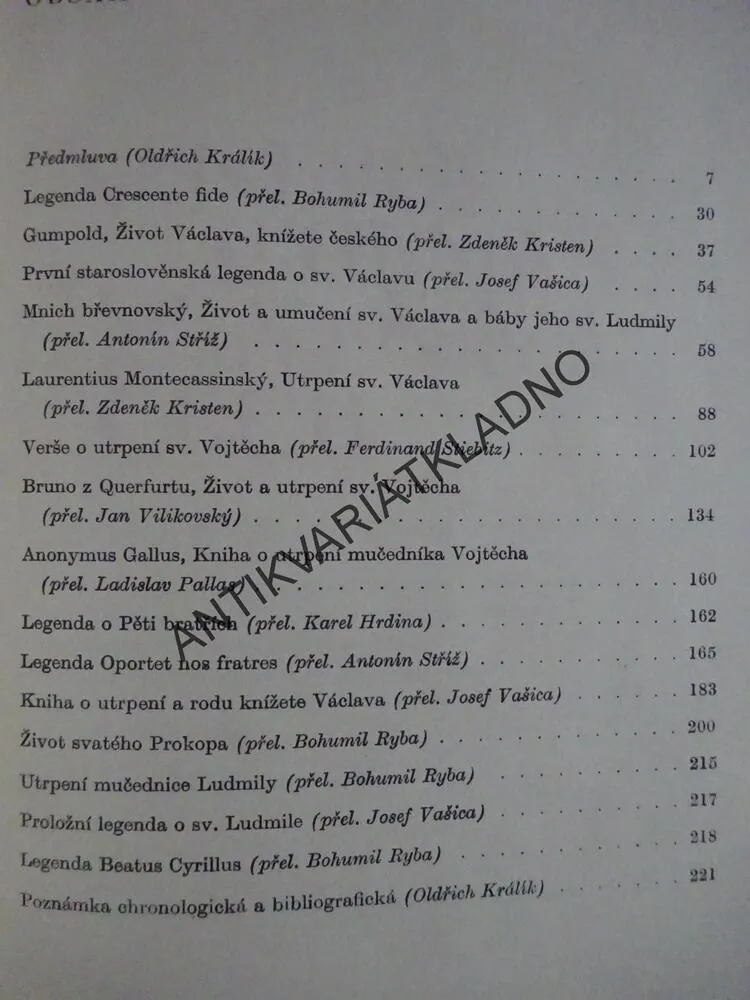 NEJSTARŠÍ LEGENDY PŘEMYSLOVSKÝCH ČECH, **an
