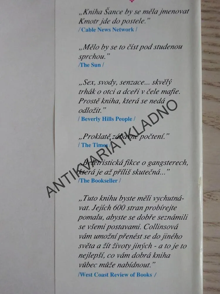 ŠANCE, JACKIE COLLINS, **an