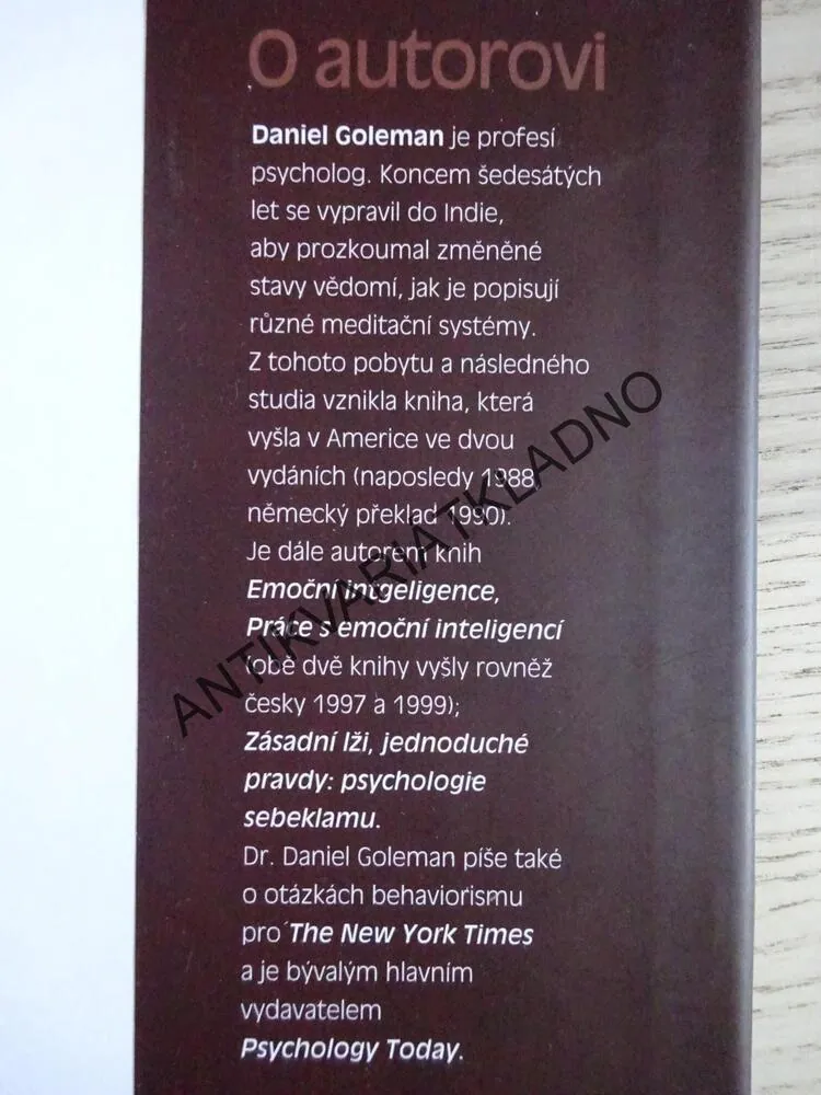 MEDITUJÍCÍ MYSL, TYPY MEDITAČNÍ ZKUŠENOSTI, DANIEL GOLEMAN, **an