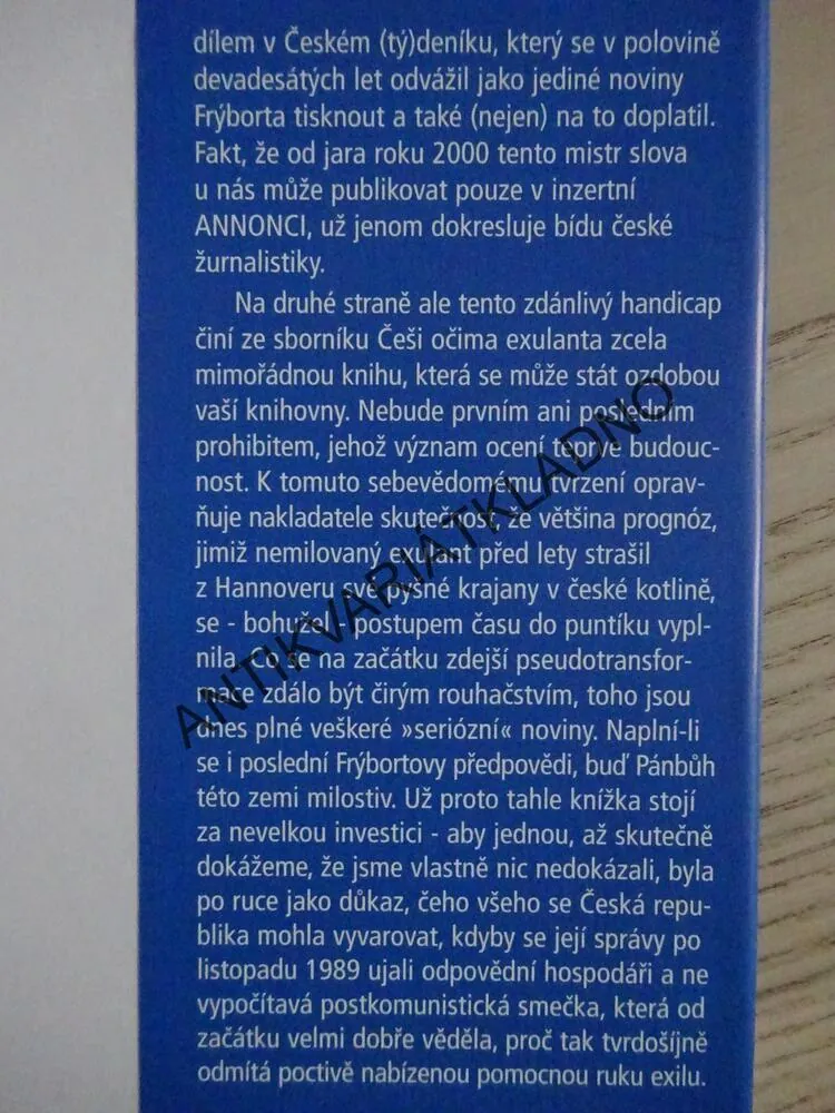 ČEŠI OČIMA EXULANTA ANEB OSMAOSMDESÁT POHLEDŮ ZVENKU, LUDĚK FRÝBORT, **an