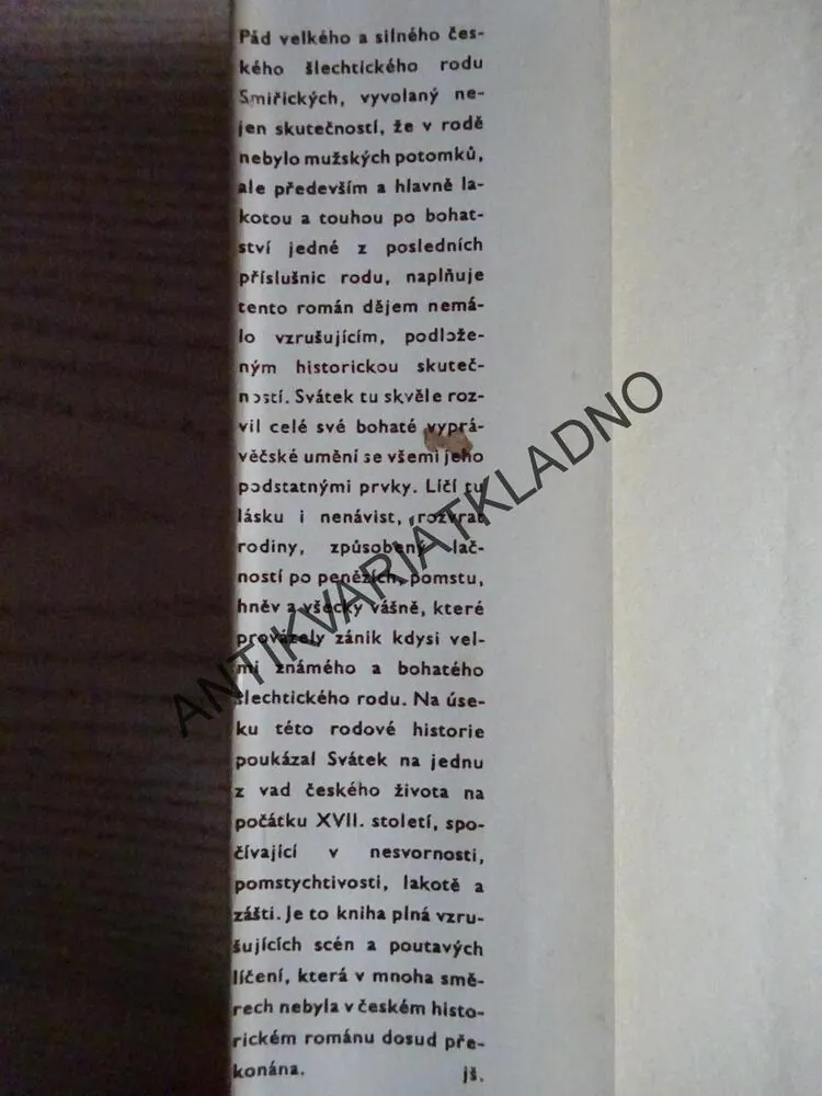 PÁD RODU SMIŘICKÝCH, JOSEF SVÁTEK, **an