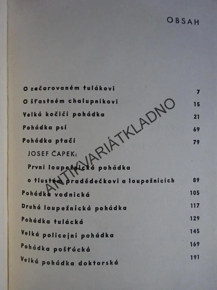 DEVATERO POHÁDEK, KAREL ČAPEK, **an