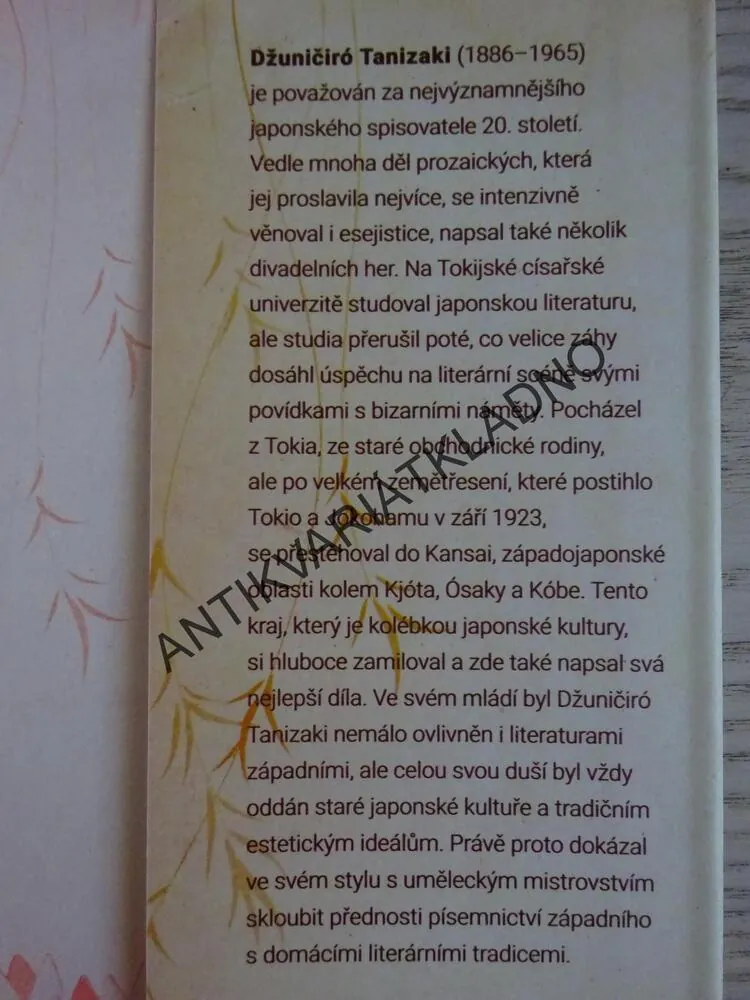 TAJNÝ ŽIVOT KNÍŽETE Z MUSAŠI, DŽUNIČIRÓ TANIZAKI, **an