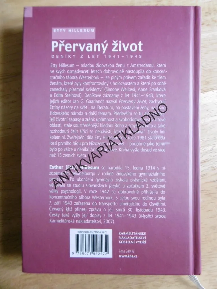 PŘERVANÝ ŽIVOT, DENÍKY 1941-43, ETTY HILLESUM, OSUDY,