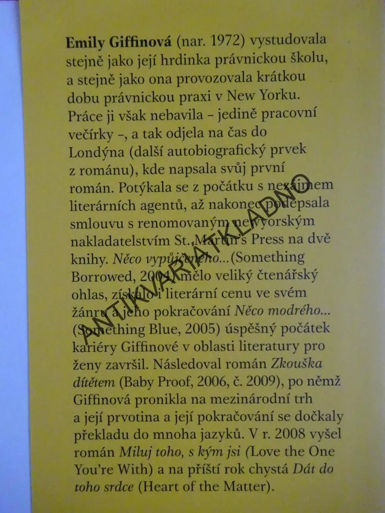 NĚCO VYPŮJČENÉHO, EMILY GIFFINOVÁ, **an