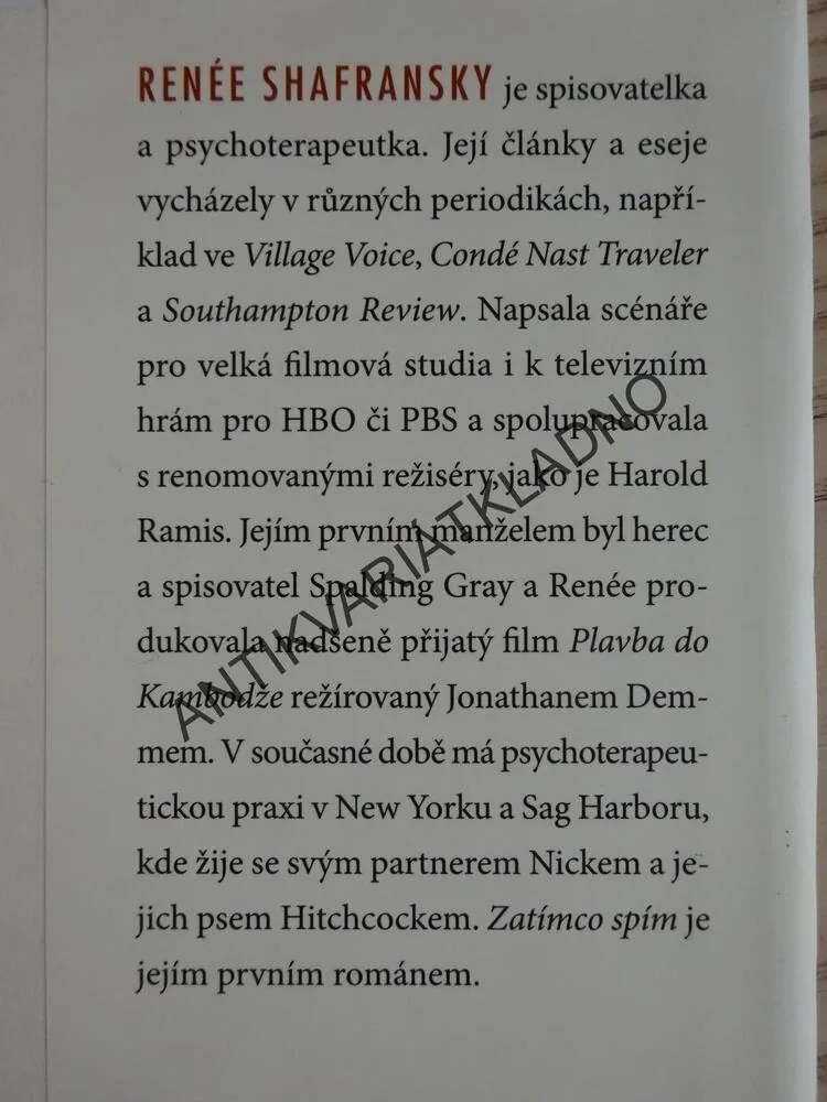 ZATÍMCO SPÍM, RENÉE SHAFRANSKY, **an