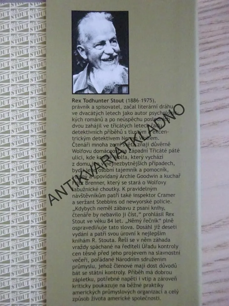 NĚMÝ ŘEČNÍK, REX STOUT, **an