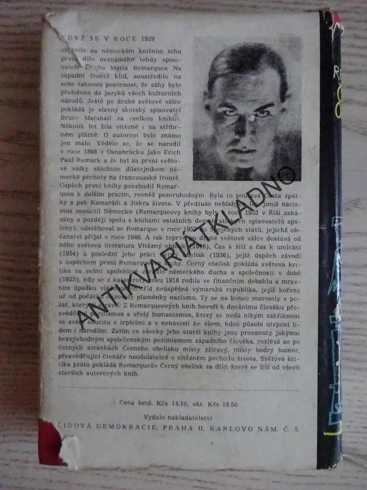 ČERNÝ OBELISK, ERICH MARIA REMARQUE, **an