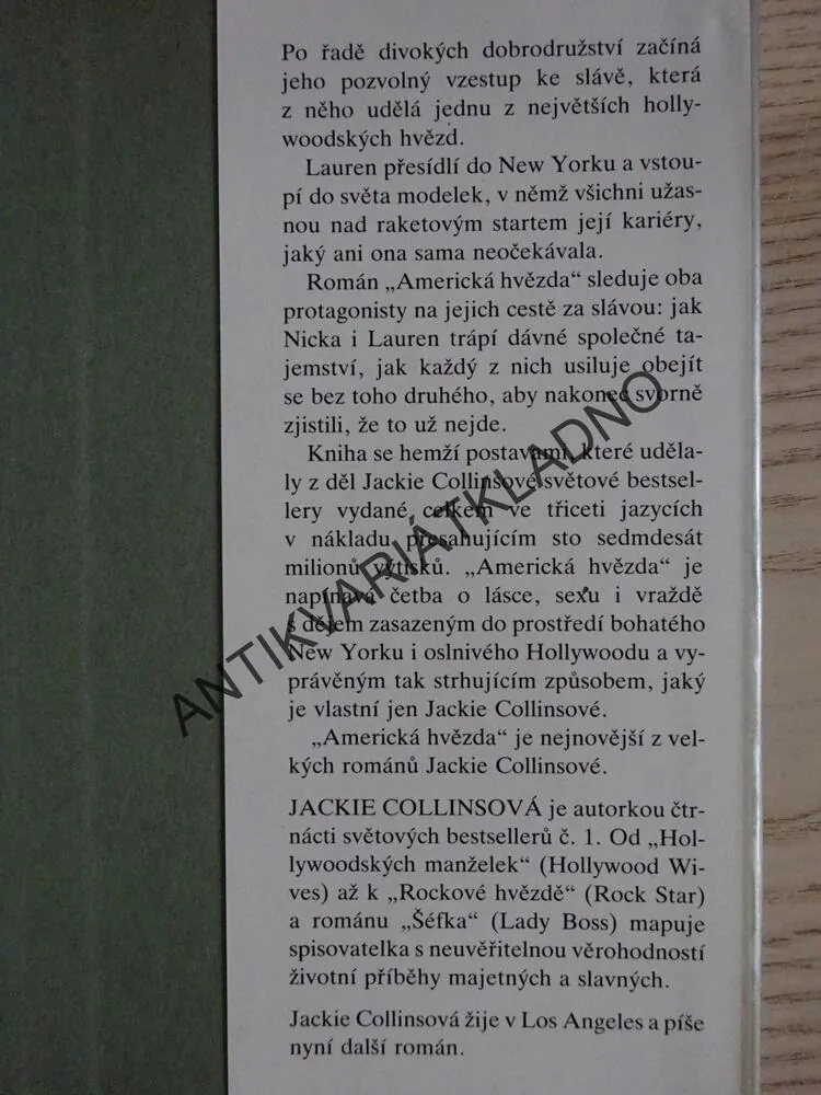 AMERICKÁ HVĚZDA, PŘÍBĚH JEDNÉ LÁSKY, JACKIE COLLINSOVÁ, **an