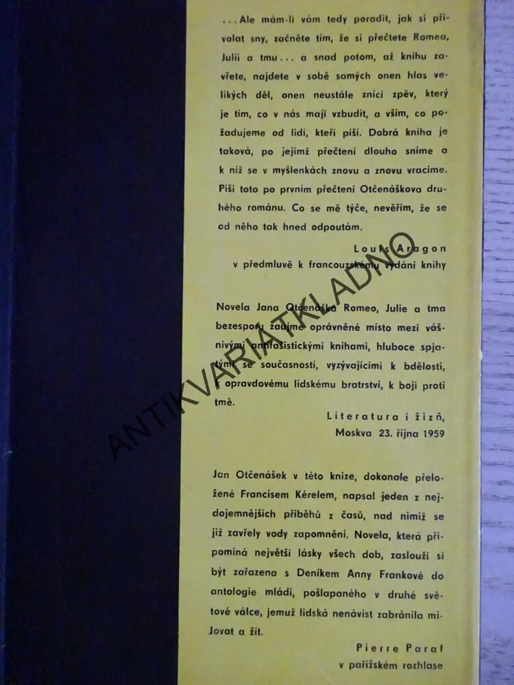 ROMEO, JULIE A TMA, JAN OTČENÁŠEK, **an