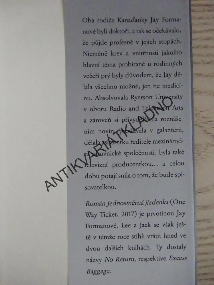 JEDNOSMĚRNÁ JÍZDENKA, JAN FORMANOVÁ, **an