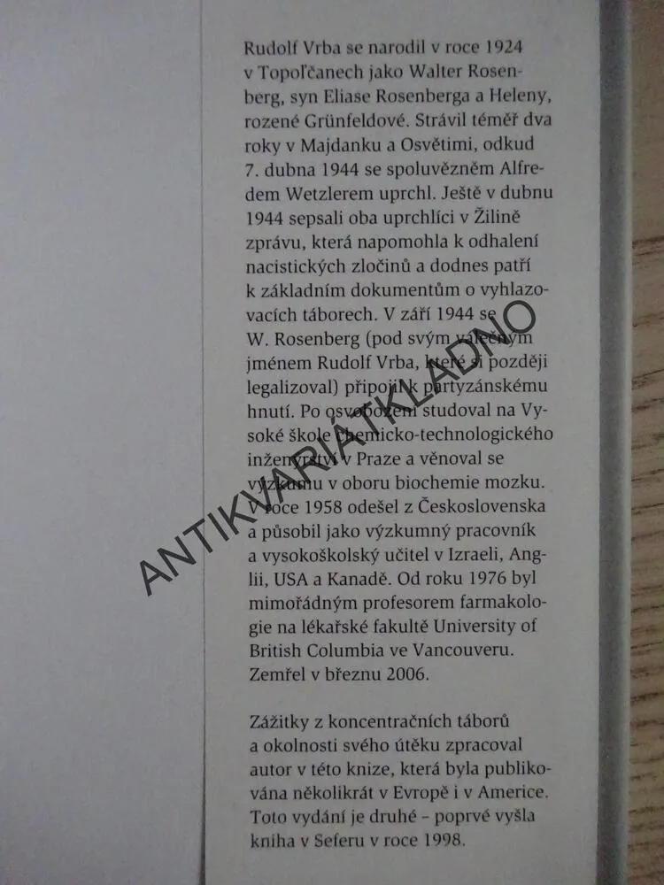 UTEKL JSEM Z OSVĚTIMI, RUDOLF VRBA, **an