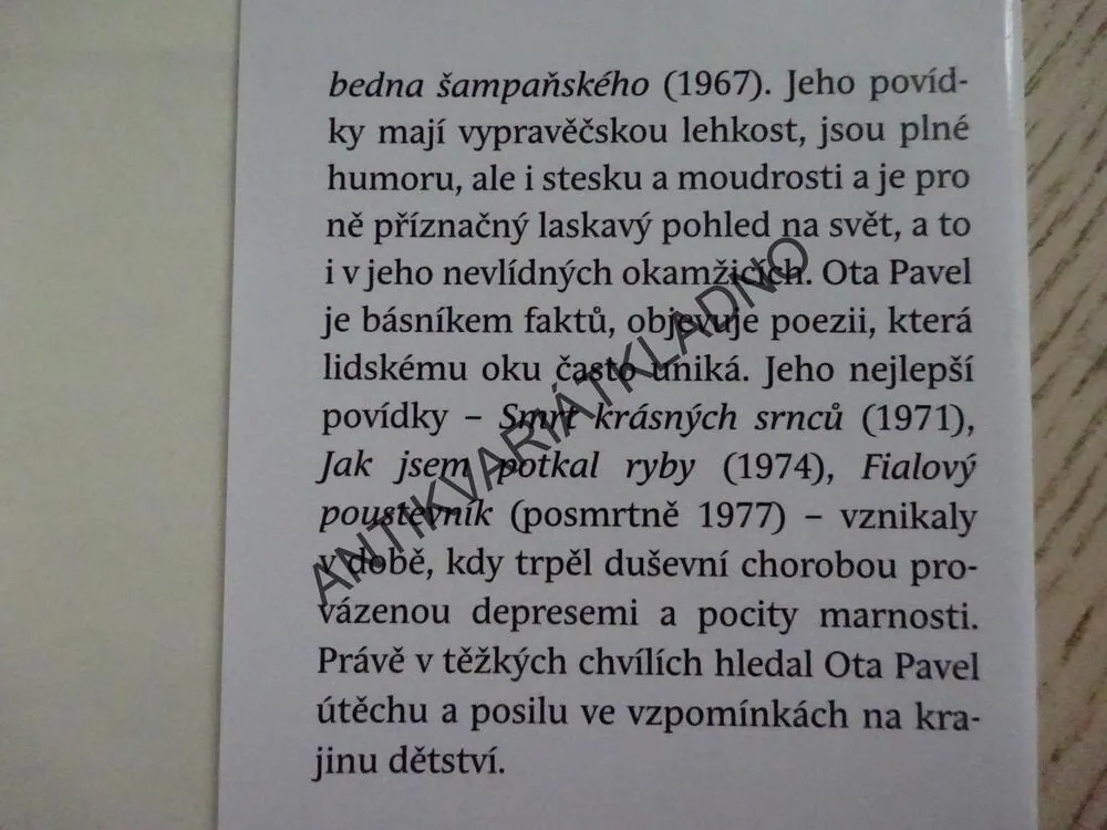 JAK JSEM POTKAL RYBY, SMRT KRÁSNÝCH SRNCŮ, OTA PAVEL, VLADIMÍR RENČÍN, **an