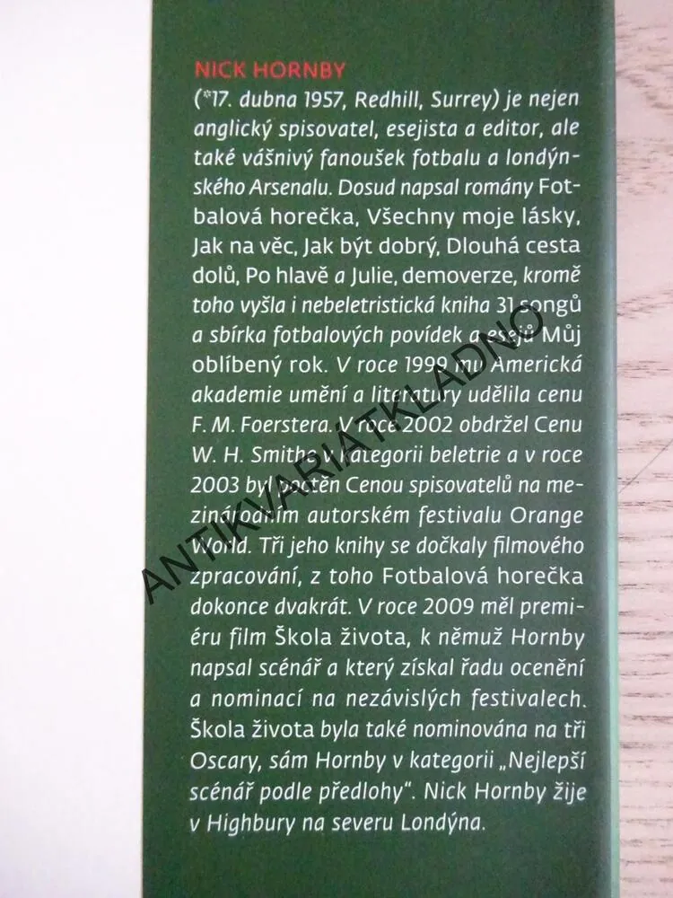 OMNIBUS, NICK HORNBY, **an
