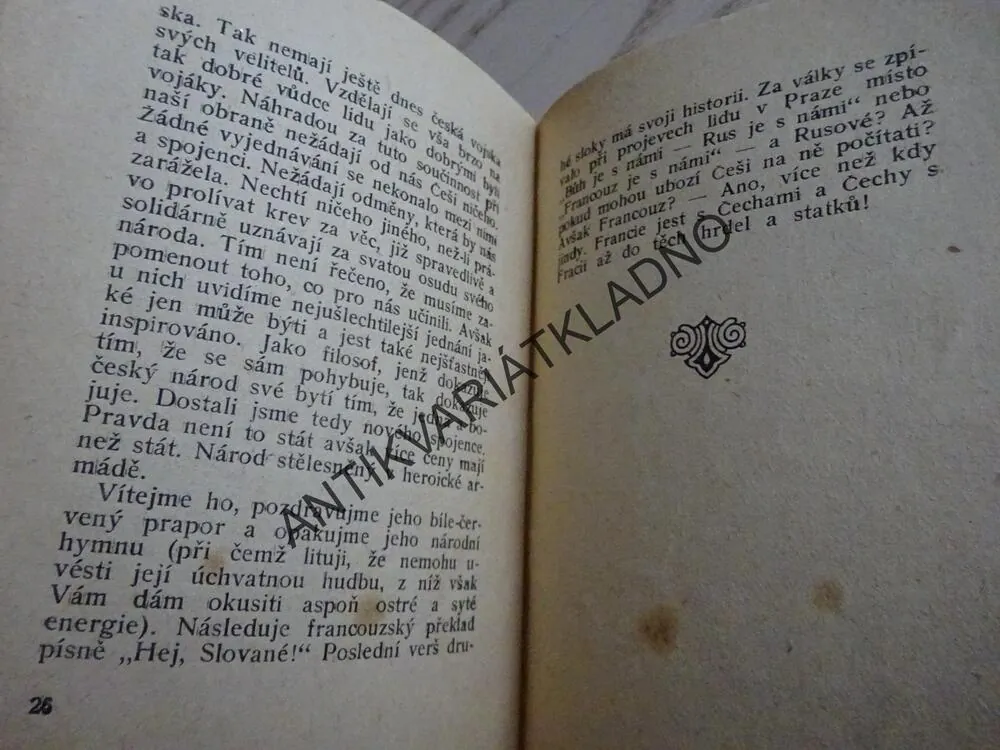 ŘEČ PROF. MASARYKA K ČECHOSLOVÁKŮM