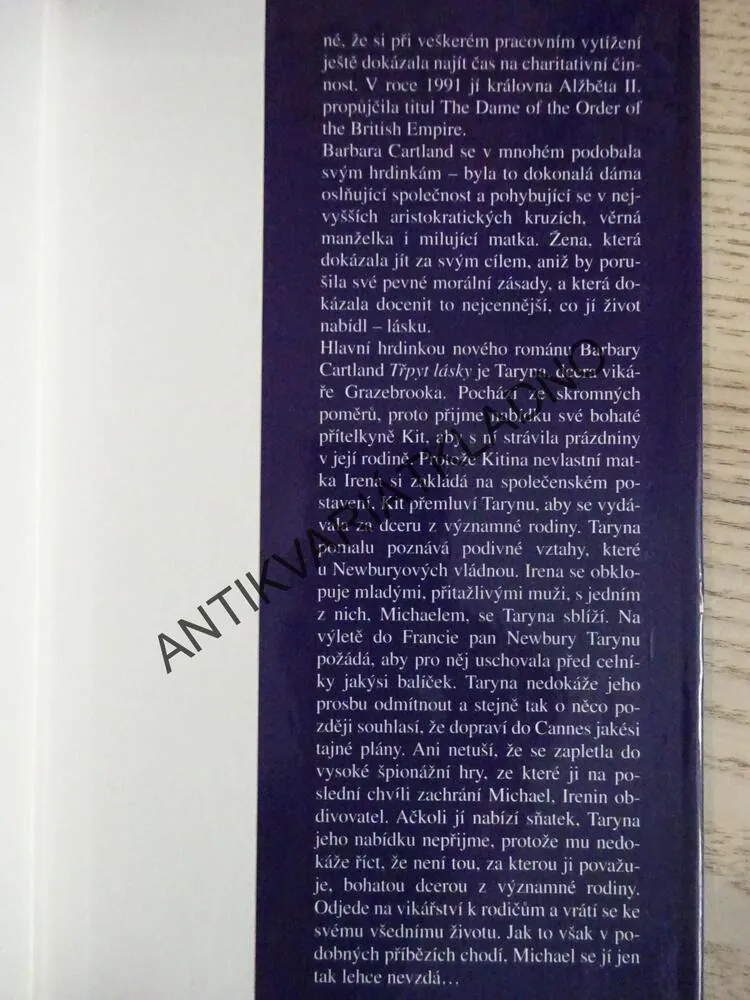 TŘPYT LÁSKY, BARBARA CARTLAND, **an