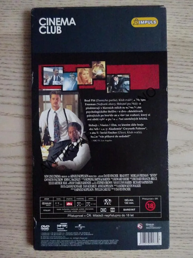 SEDM, BRAD PITT, MORGAN FREEMAN, DVD FILM