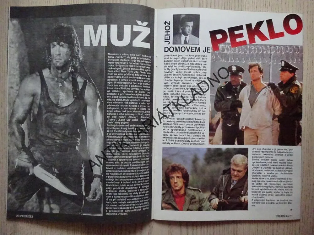 PREMIÉRA, FILM, TELEVIZE, VIDEO, 10/1990, SYLVESTER STALLONE