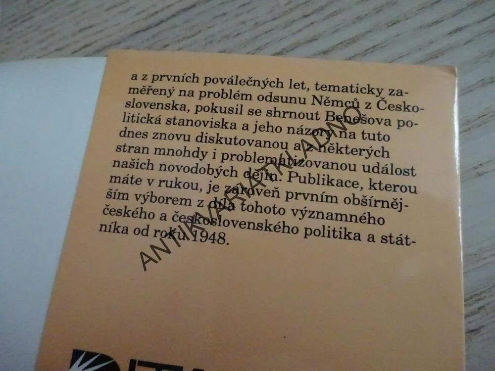 ODSUN NĚMCŮ Z ČESKOSLOVENSKA, EDVARD BENEŠ, **an
