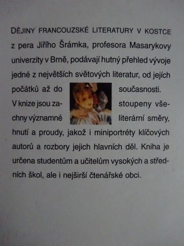 DĚJINY FRANCOUZSKÉ LITERATURYV KOSTCE, JIŘÍ ŠRÁMEK, **an