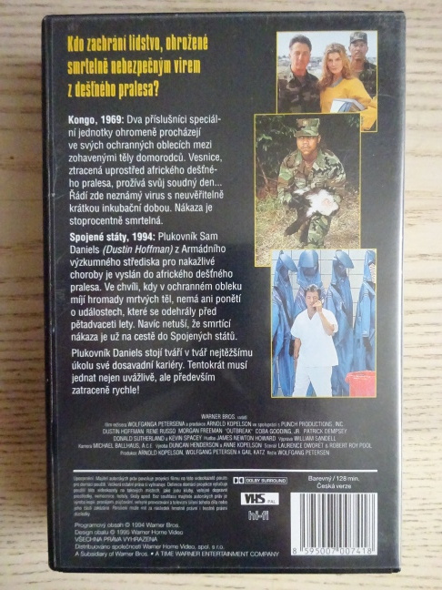 SMRTÍCÍ EPIDEMIE, DUSTIN HOFFMAN, RENE RUSSO, M. FREEMAN, VHS VIDEOKAZETA
