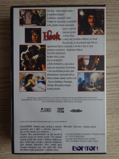 HOOK, DUSTIN HOFFMAN, JULIA ROBERTS, VHS VIDEOKAZETA