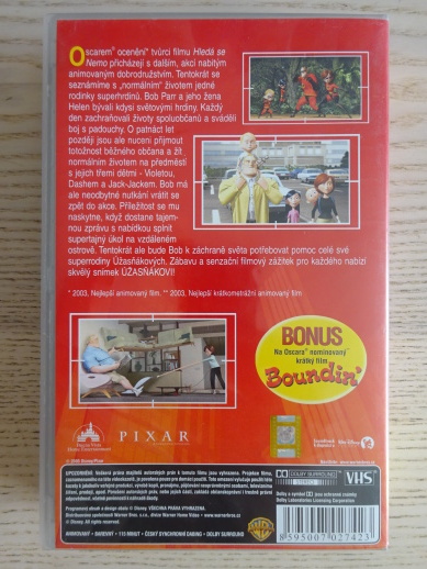 ÚŽASŇÁKOVI, WALT DISNEY, PIXAR, VHS VIDEOKAZETA