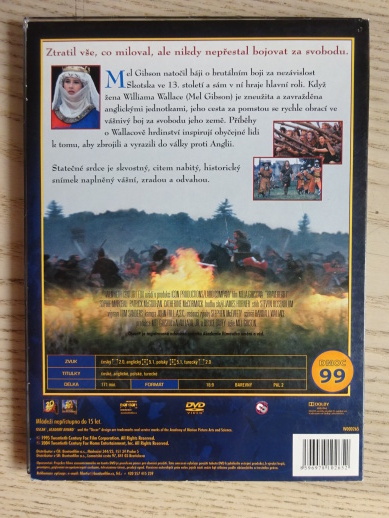 STATEČNÉ SRDCE, MEL GIBSON, DVD FILM