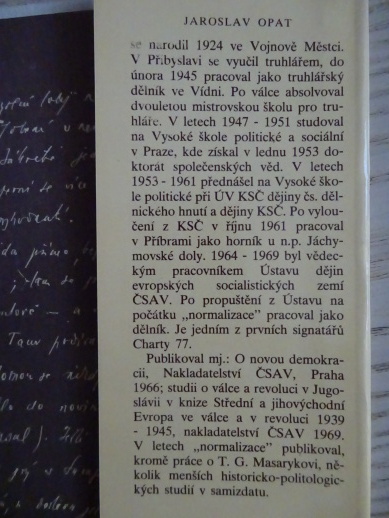 FILOZOF A POLITIK T. G. MASARYK, JAROSLAV OPAT, **an