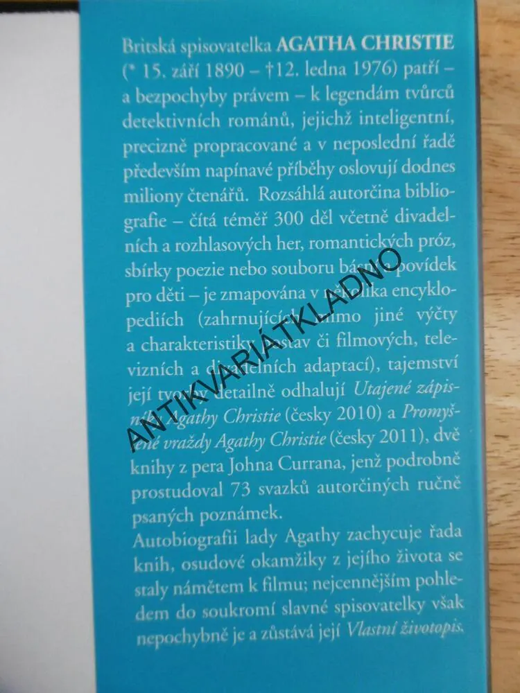 VLASTNÍ ŽIVOTOPIS, AGATHA CHRISTIE, **an