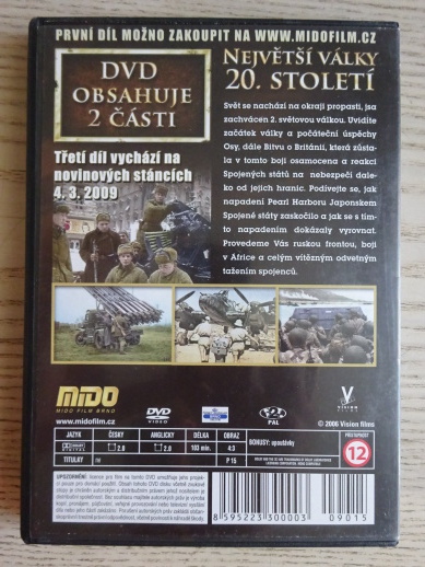 NEJVĚTŠÍ VÁLKY 20. STOLETÍ II, DOKUMENT DVD FILM 2. SVĚTOVÁ VÁLKA