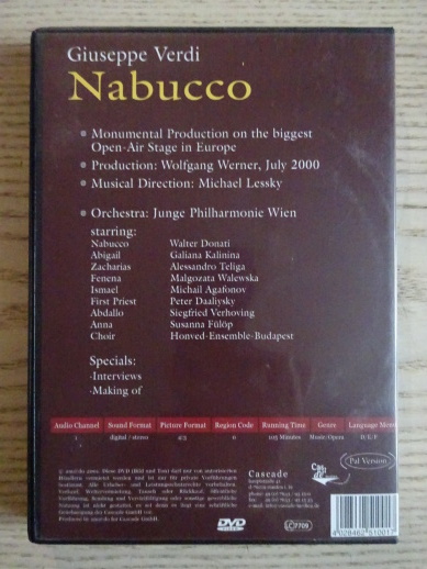NABUCCO, GIUSEPPE VERDI, DVD HUDBA