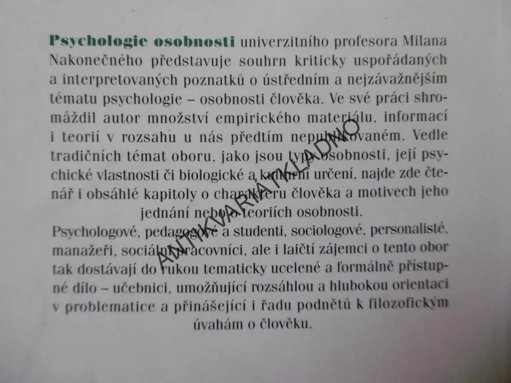 PSYCHOLOGIE OSOBNOSTI, NAKONEČNÝ
