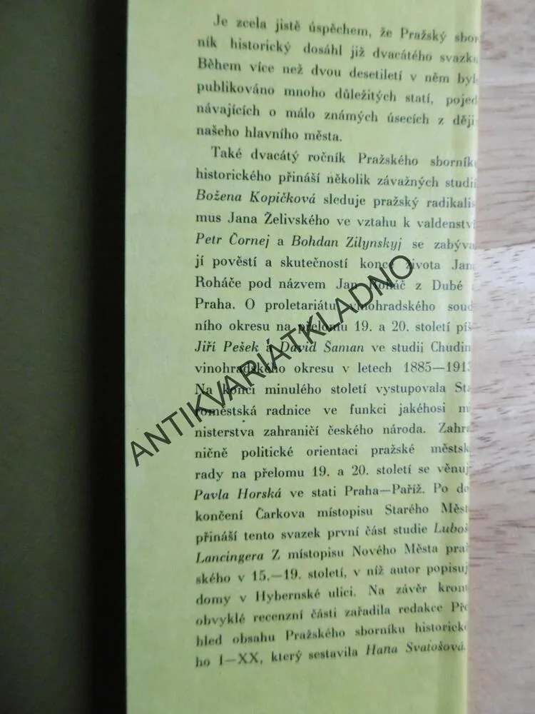 PRAŽSKÝ SBORNÍK HISTORICKÝ XX, 1987, P-A