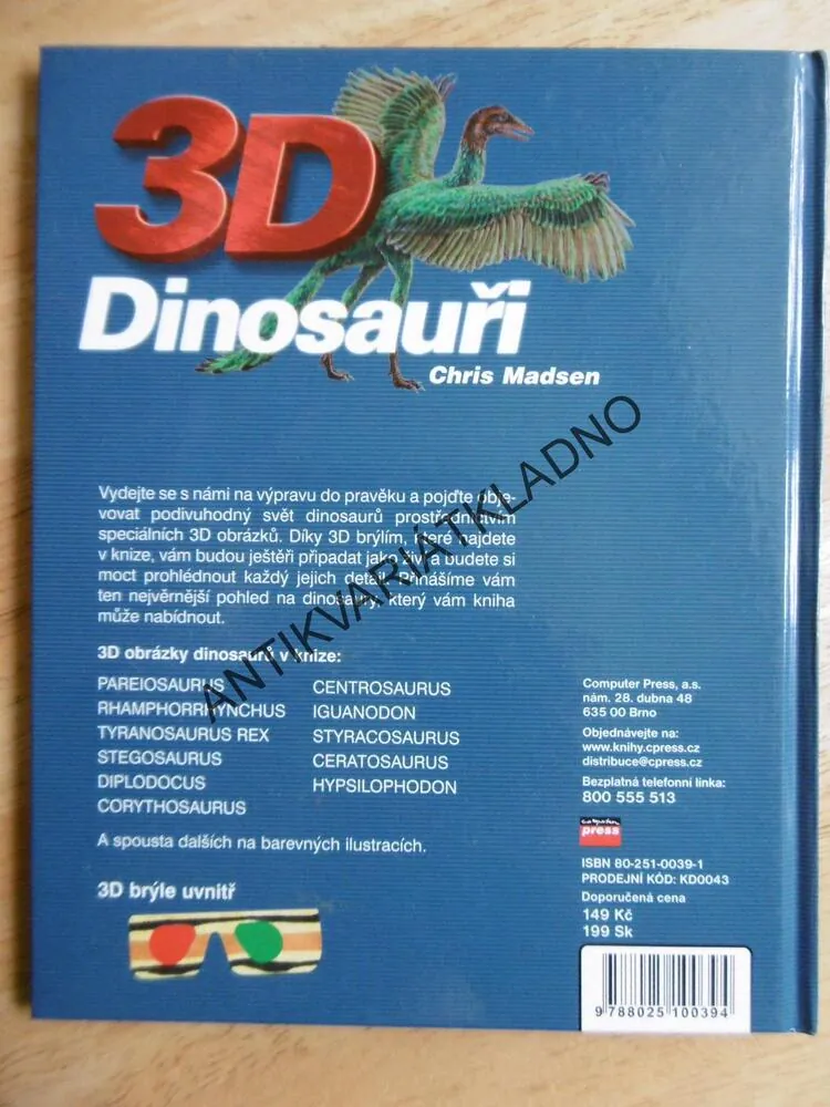 DINOSAUŘI 3D, včetně 3D BRÝLÍ,CHRIS MADSEN, **an