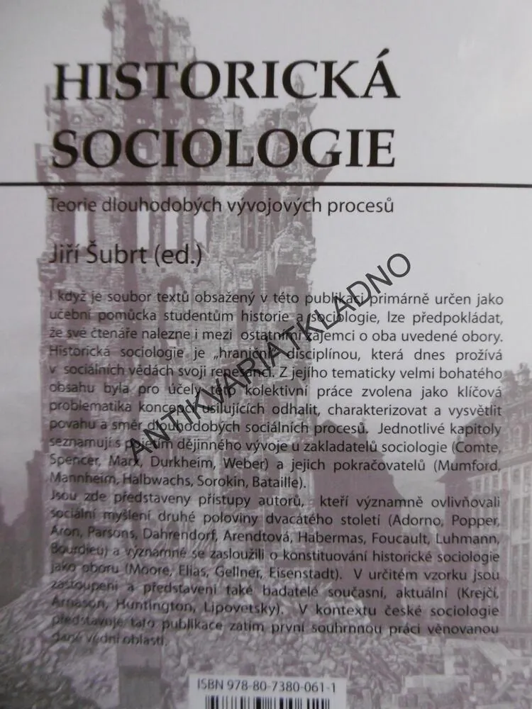 HISTORICKÁ SOCIOLOGIE, ŠUBRT, 