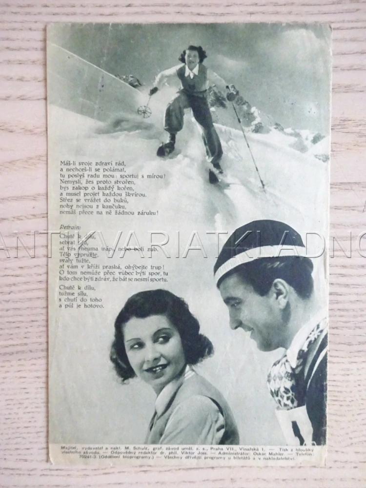 DOBRODRUŽSTVÍ V ENGADINU, W. RIML, BIO PROGRAM Č. 22, 1933
