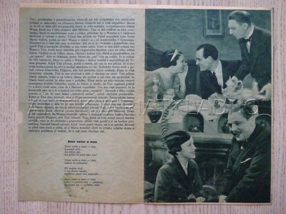 DNES VEČER U MNE!, P. HORBIGER, BIO PROGRAM Č. 179, 1934