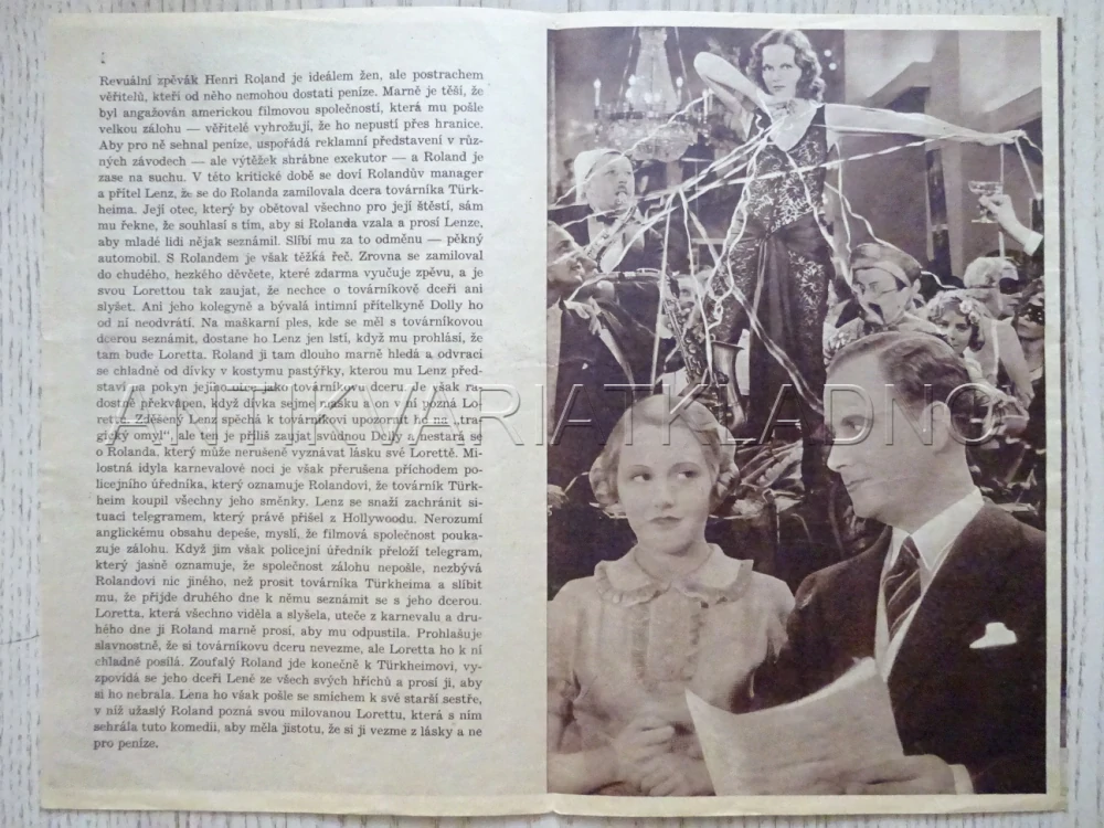 KARNEVAL A LÁSKA, H. THIMIG, BIO PROGRAM Č. 183, 1934