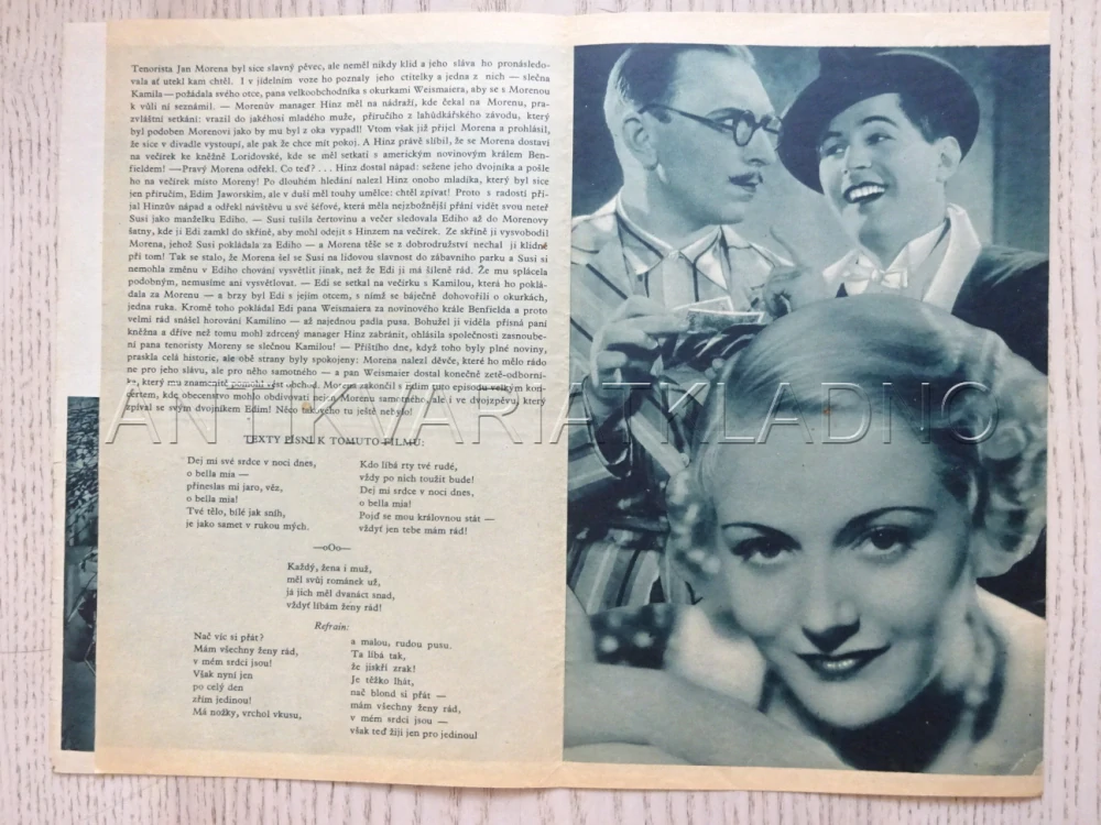MILUJI VŠECHNY ŽENY, J. KIEPURA, BIO PROGRAM Č. 293, 1935