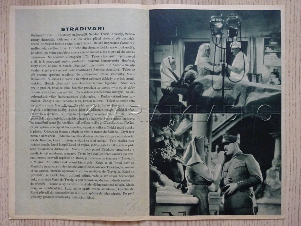 STRADIVARI, G. FRÖHLICH, BIO PROGRAM Č. 293, 1935