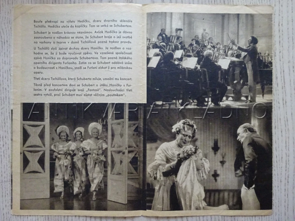 TŘI DĚVČÁTKA KOLEM SCHUBERTA, P. HORBIGER, BIO PROGRAM Č. 382, 1936