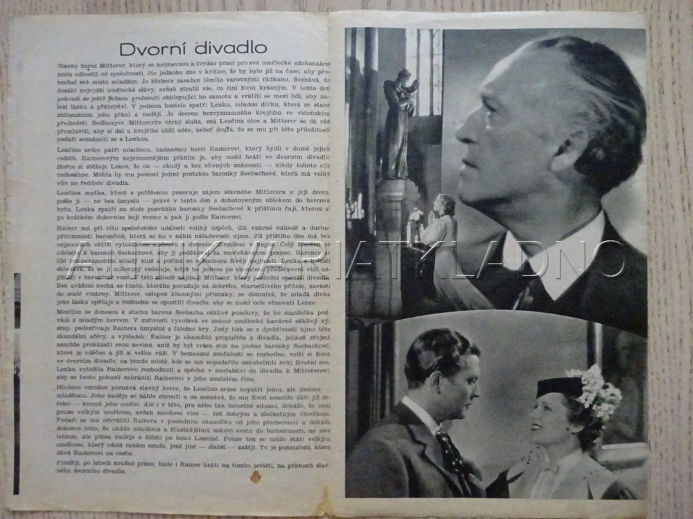 DVORNÍ DIVADLO, W. KRAUS, BIO PROGRAM Č. 414, 1936