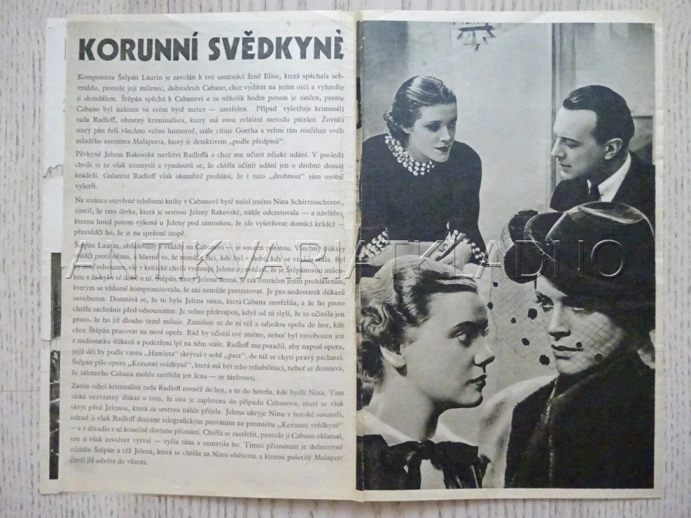 KORUNNÍ SVĚDKYNĚ, I. PETROVIČ, BIO PROGRAM Č. 472, 1937