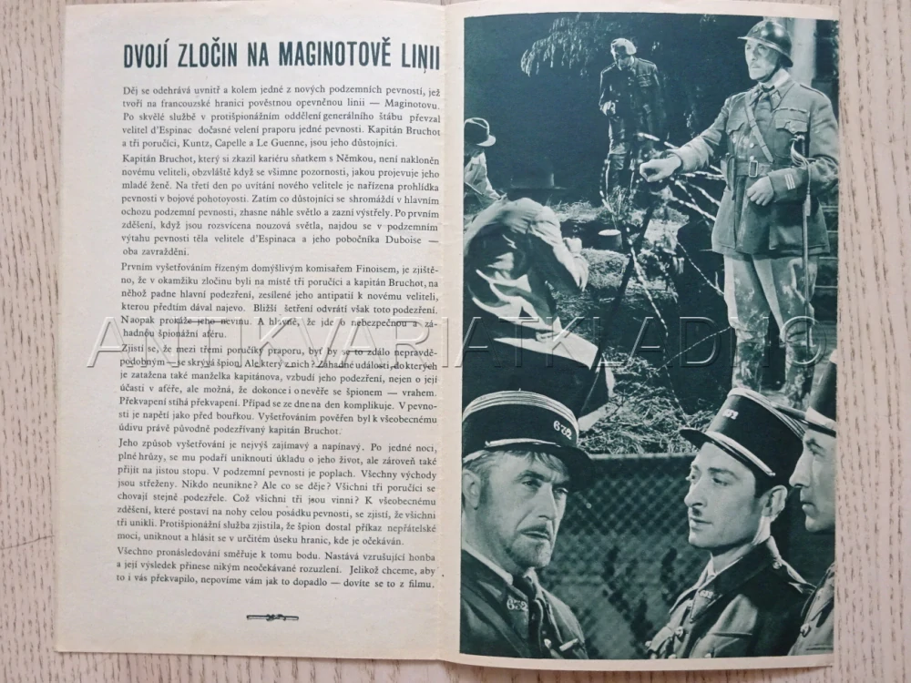 DVOJÍ ZLOČIN NA MAGINOTOVĚ LINII, V. FRANCEN, BIO PROGRAM Č. 526, 1937